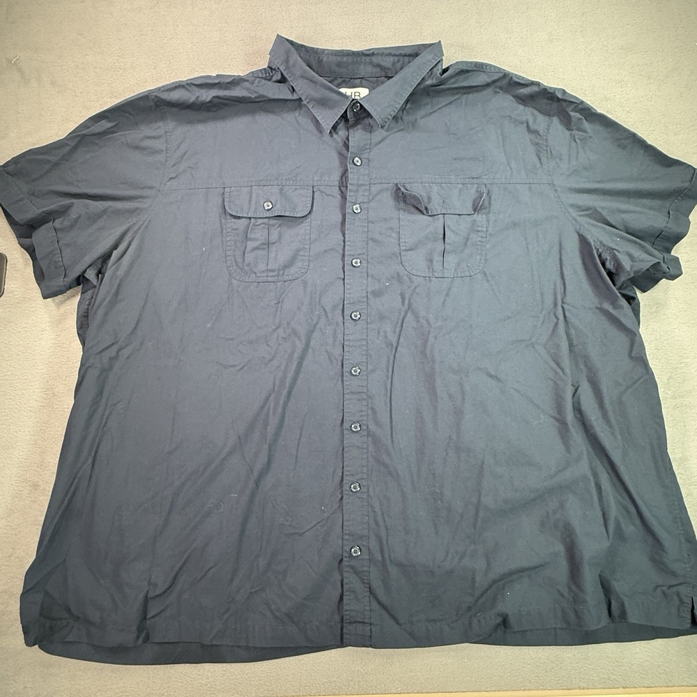 HB Harbor Bay Shirt Mens 6XL Navy Short Sleeve Button Pocket Cotton Blend